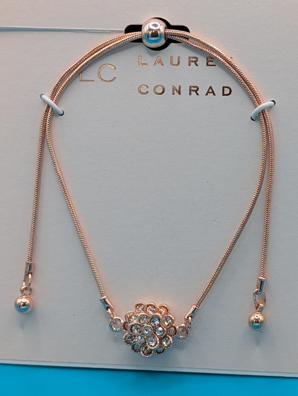 LC Lauren Conrad Rose Gold Crystal Flower Adjustable Bracelet